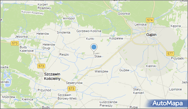 mapa Staw, Staw gmina Szczawin Kościelny na mapie Targeo